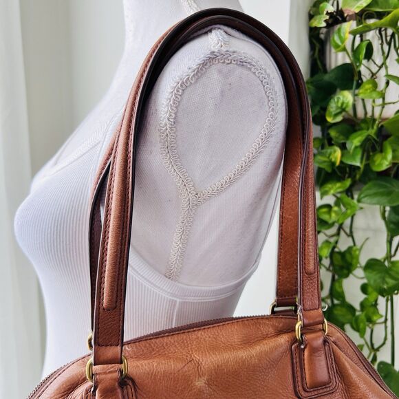 Fossil Sydney Brown Leather Satchel Bag Purse Y2K Gorgeous Shoulder Bag - Picture 3 of 7